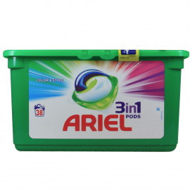 Ariel detergente en cápsulas 3 en 1 - 38 u. Color y estilo 1136,2 gr. (caja 3u.)