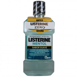 Listerine antiséptico bucal 500 ml. Mentol zero alcohol.