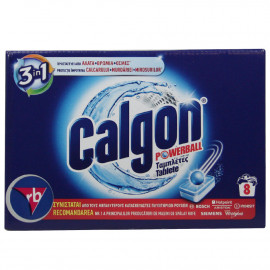 Calgon pastillas Powerball 104 gr. 3 en 1 - 8 u.
