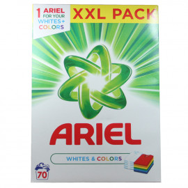 Ariel detergente 70 dosis 5,25 kg. Whites & Colors.