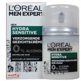 L'Oréal Men expert crema facial 50 ml. Hidratante piel sensible sin alcohol.