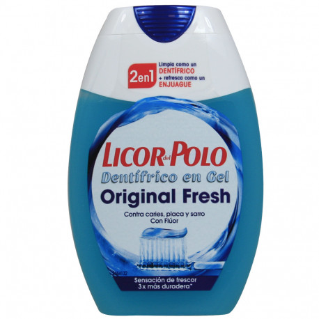 Licor del Polo dentífrico 75 ml. 2 en 1 Original fresh.