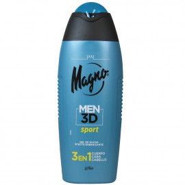 Magno Men gel de ducha 400 ml. 3D sport cuerpo cara y cabello.