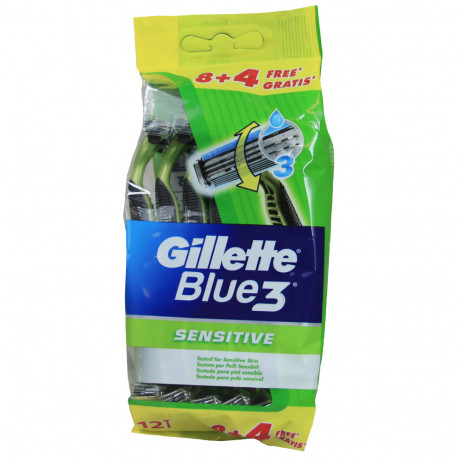 Gillette Blue III razor 12 u. Sensitive.