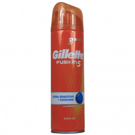 Gillette Fusion 5 gel de afeitar 200 ml. Ultra sensible mentol.