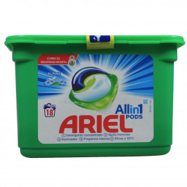 Ariel detergente en cápsulas all in one 18 u. Alpine 486 gr.