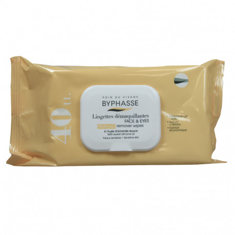Byphasse remover cleansing wipes 40 u. Almond oil sensitive skin.