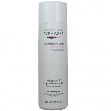 Byphasse cleansing milk 500 ml. Vitamin E provitamin B5 face & eyes all skin types.