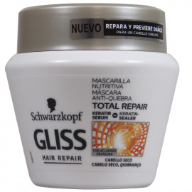 Gliss mascarilla nutritiva 300 ml. Total repair cabello seco y quebradizo.