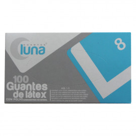 Guantes Luna latex 100 u. C/ polvo talla grande.