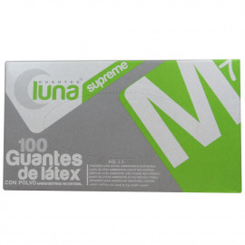 Guantes Luna 100 u. C/polvo talla mediana.