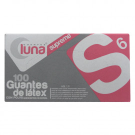Guantes Luna Latex 100 u. C/polvo talla pequeña.
