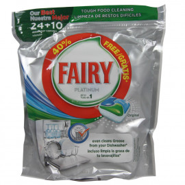 Fairy lavavajillas 24+10 u. Platinum original cápsulas.