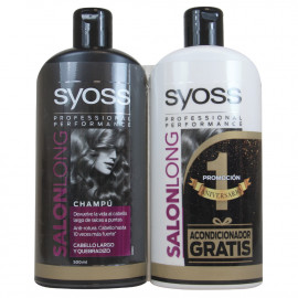 Syoss champú 500 ml. + acondicionador 500 ml. Salon Long cabellos quebradizos.