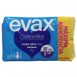 Evax sanitary 16 u. Cottonlike super plus with wings.
