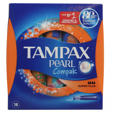 Tampax compak pearl 18 u. Super plus.