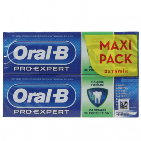 Oral B pasta de dientes 2X75 ml. Pro-Expert frescor saludable menta.