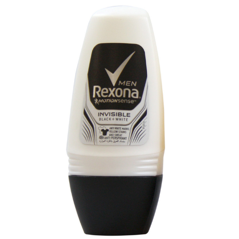 Desodorizante Roll On Invisible Black & White Clothes - emb. 50 ml - Rexona