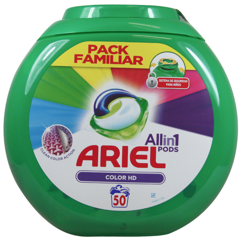 Ariel detergente en cápsulas all in one 50 u. Color HD. - Tarraco