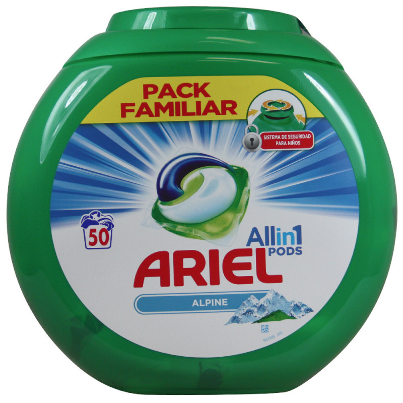 Ariel detergente en cápsulas all in one 50 u. Alpine. - Tarraco Import  Export