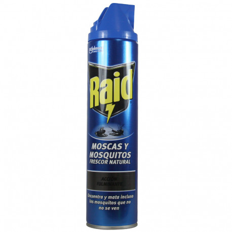 Raid insecticida spray 600 ml. Flies and mosquitoes natural fresh.