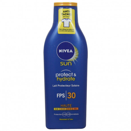 Nivea Sun solar milk 200 ml. Protección 30 protects & hydrates.