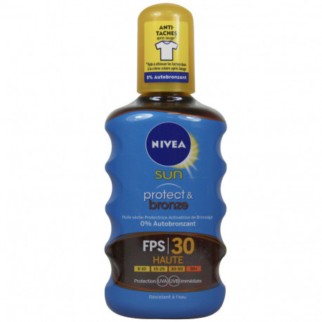 Nivea Sun aceite solar spray 200 ml. Protección 30 protege & broncea.