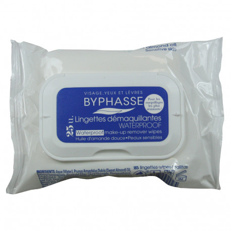 Byphasse remover cleansing wipes 25 u. Waterproof sensitive skin.