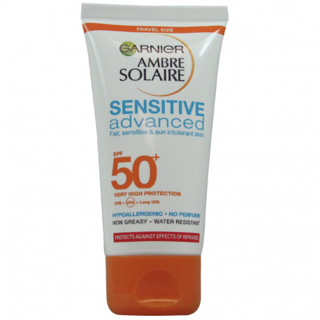 Garnier Amber Solar Sensitive 50+SPF expert+ face gel cream 50ml new  original pa