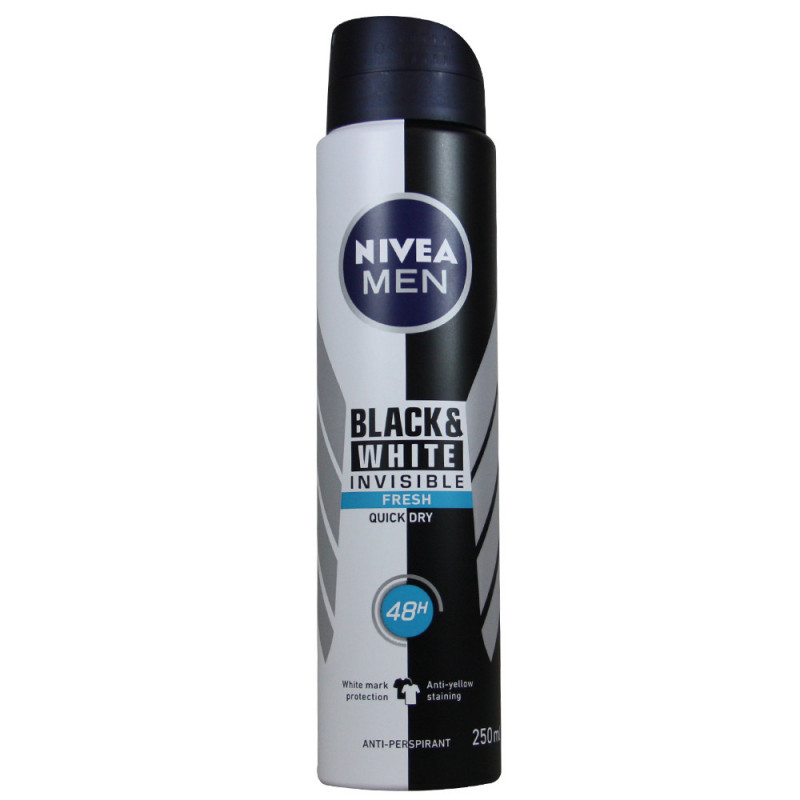 udslettelse leje hack Nivea spray deodorant 250 ml. Men black & white invisible fresh. - Tarraco  Import Export
