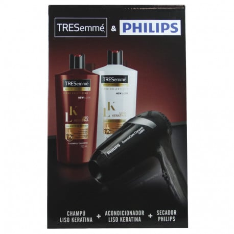 Tresemme pack smooth keratin shampoo 700 ml. + conditioner 700 ml. + Hair dryer Phillips.