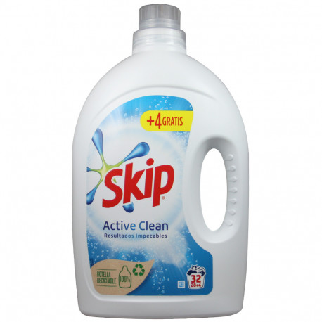 Skip liquid detergent 28+4 dose. Active Clean