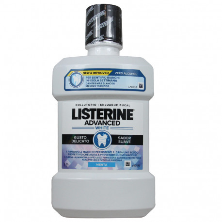 Listerine mouthwash 1l. Advanced white zero alcohol mint.