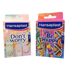 Hansaplast tiritas 10X16 u. Display don't worry be happy.