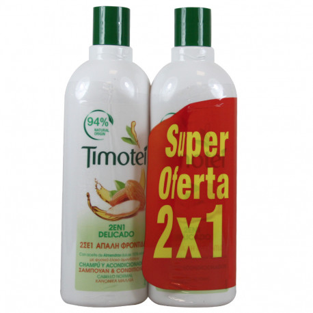 Timotei shampoo 2X400 ml. 2 in 1 sweet almond oil dry hair.