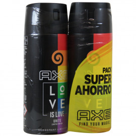 Axe deodorant bodyspray 2X150 ml. Love is love unite.