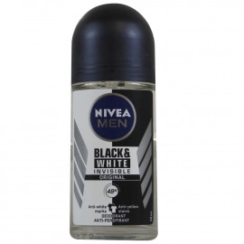 Nivea desodorante roll-on 50 ml. Men black & white invisible original.