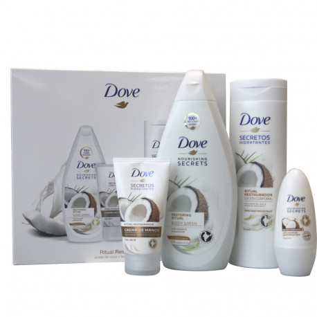 Dove pack ritual restorer. Gel 500 ml. + roll-on 50 ml. + lotion 400 ml. + cream 75 ml.
