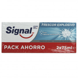 Signal pasta de dientes 2X75 ml. Frescor explosivo anticaries.