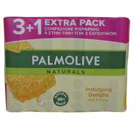 Palmolive pastilla de jabón 90 gr. 3+1. Leche y miel.