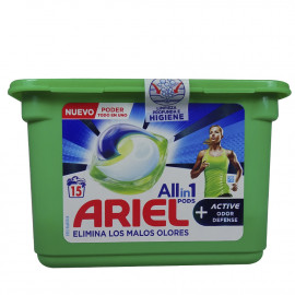 Ariel detergente en capsulas All in One 15 u. Active malos olores.