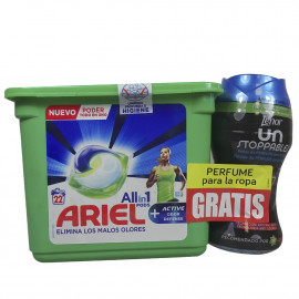 Ariel pack detergente en capsulas 22 u. + Lenor unstoppables 140 gr.