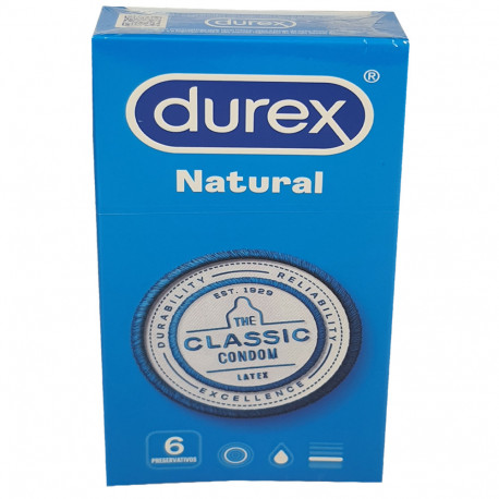 Durex condoms 6 u. Natural plus.