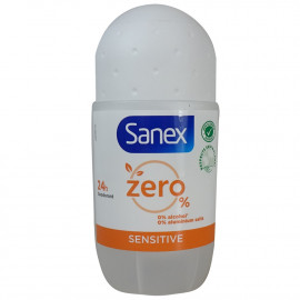 Sanex desodorante roll-on 50 ml. Zero % sensitive.