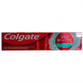 Colgate pasta de dientes 75 ml. Max white arcilla y minerales.