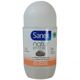 Sanex desodorante roll-on 50 ml. Natur protect con piedra de alumbre piel sensible.