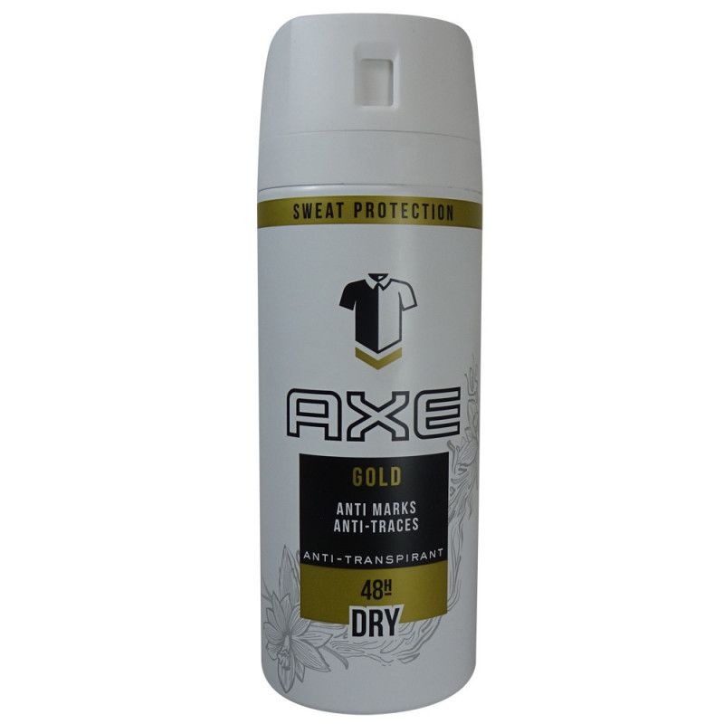 En Rechtdoor zwak Axe deodorant bodyspray 150 ml. Dry Gold. - Tarraco Import Export