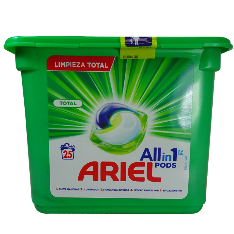 Ariel detergente en cápsulas all in one 25 u. Total. - Tarraco Import Export