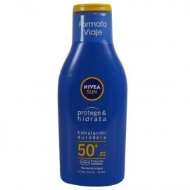 Nivea Sun solar milk 100 ml. Protection 50 protects & hydrates.