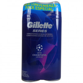 Gillette Series espuma de afeitar 2X250 ml. Champions League hidratante.
